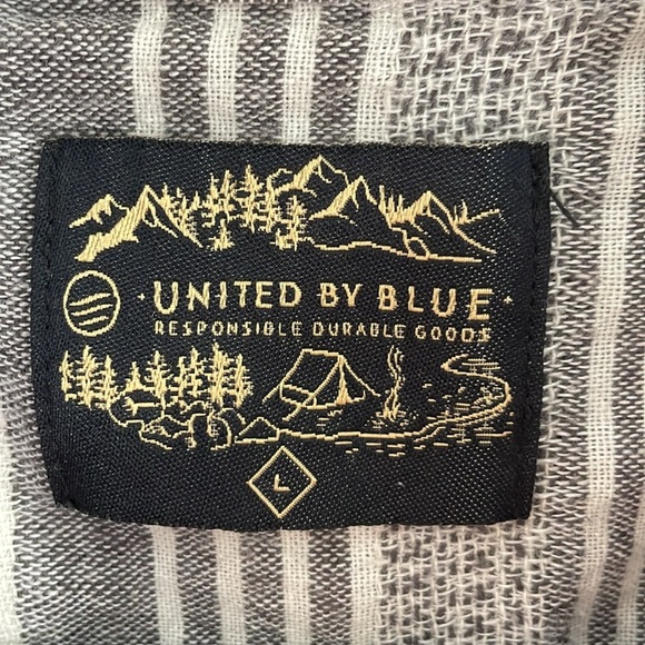 United By Blue Men’s Button Down Shirt L Organic Cotton Linen Casual Tee Stripe - Picture 2 of 9